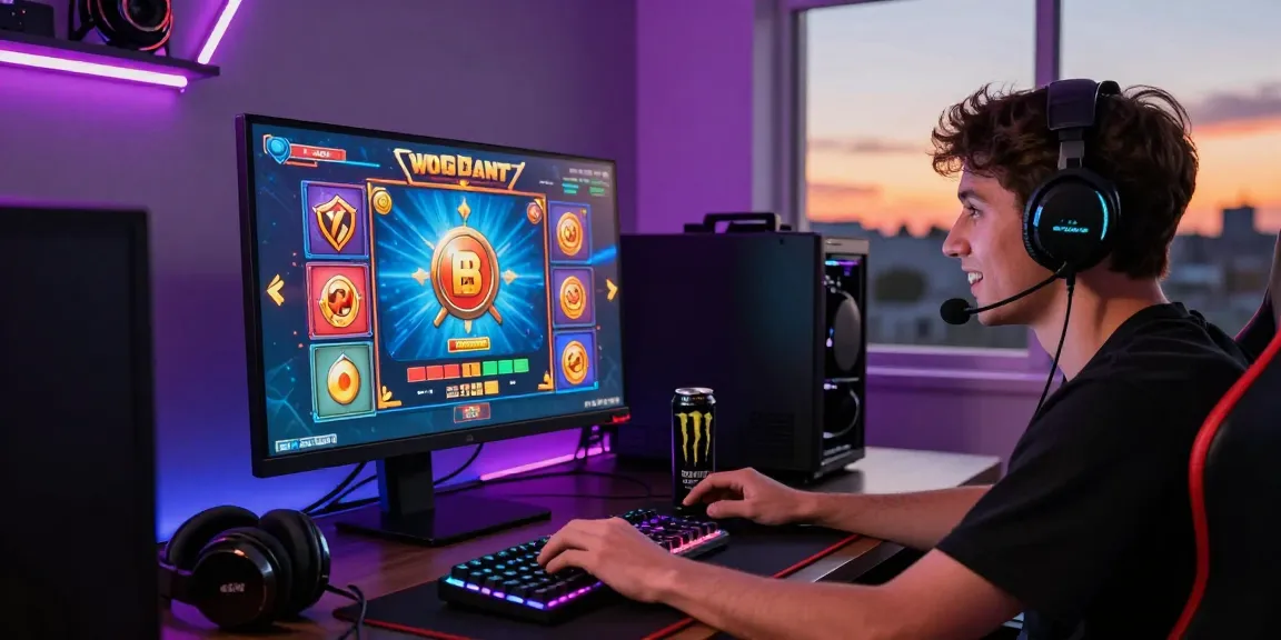 Pengguna menikmati permainan slot gacor di desktop modern dengan pencahayaan LED yang cerah.
